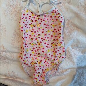 Cherokee Kids Swim One Piece - White with Pink and Yellow Floral